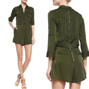 Alice + Olivia Meera Tab-Sleeve Short Romper